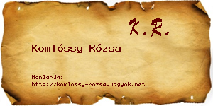 Komlóssy Rózsa névjegykártya